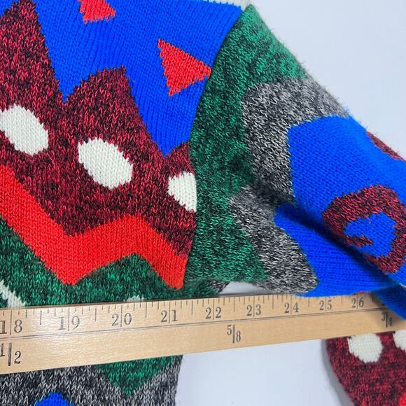 Adina Vintage Sweater Womens Large Colorful Aztec Dopamine Maximalist Cabincore - Picture 7 of 9